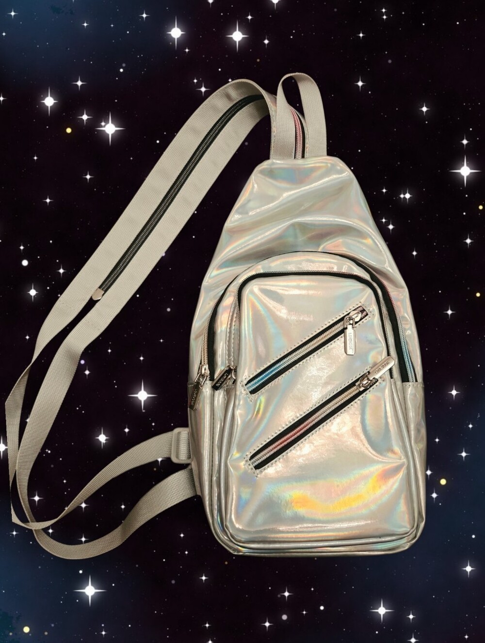 NWT Holographic Sling Crossbody Bag - Iridescent Silver
